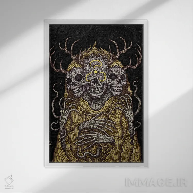 تابلو نشان زرد اثر آژمودای - نمای قابدار سفید