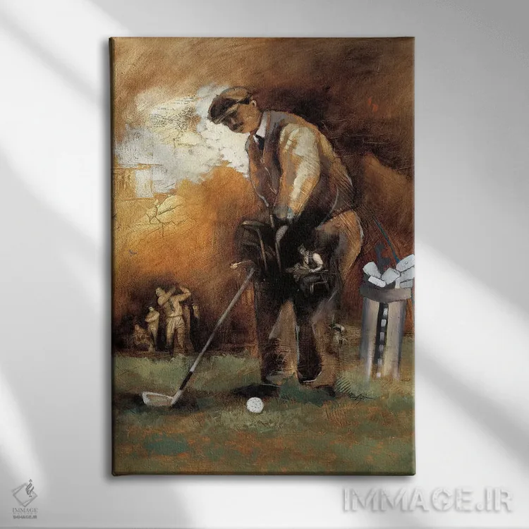 تابلو در محل تی (ورزش گلف) اثر رویا عظیم - نمای روبهرو روی دیوار
