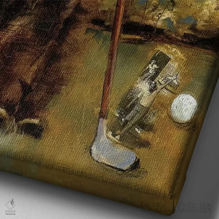 تابلو تاب دادن (در گلف) اثر رویا عظیم - نمای نزدیک بافت بوم