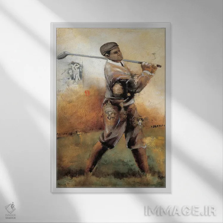 تابلو بردی (اصطلاح گلف) اثر رویا عظیم - نمای قابدار سفید