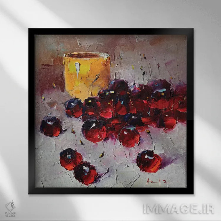 تابلو گیلاسها اثر عزیز سلیماناف - نمای قابدار مشکی