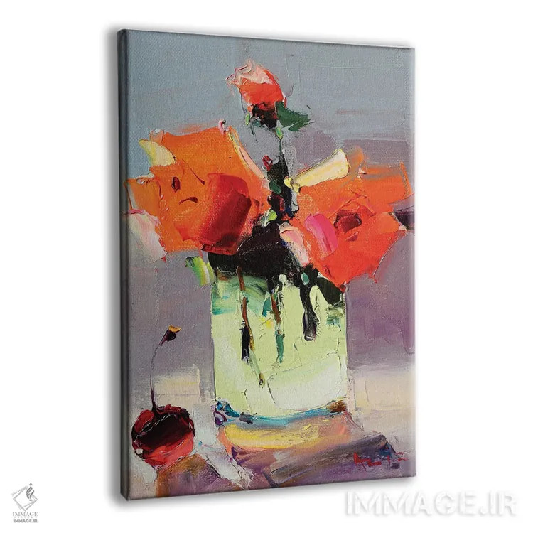 تابلو رزهای آتشین اثر عزیز سلیماناف - نمای پرسپکتیو محصول