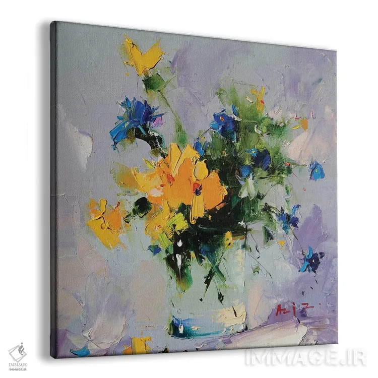 تابلو زرد و آبی اثر عزیز سلیماناف - نمای پرسپکتیو محصول