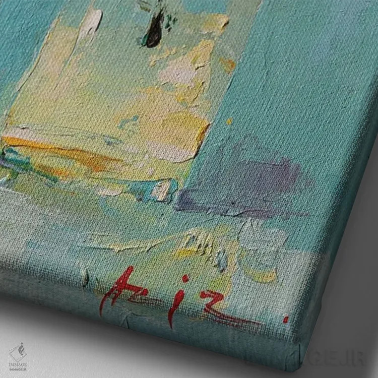 تابلو رز زرد اثر عزیز سلیماناف - نمای نزدیک بافت بوم