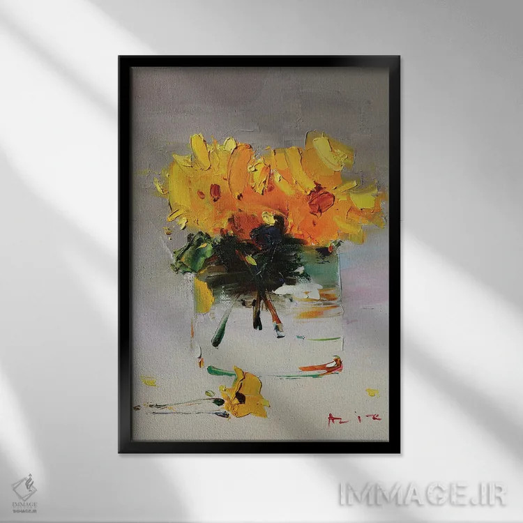 تابلو قاصدکها اثر عزیز سلیماناف - نمای قابدار مشکی