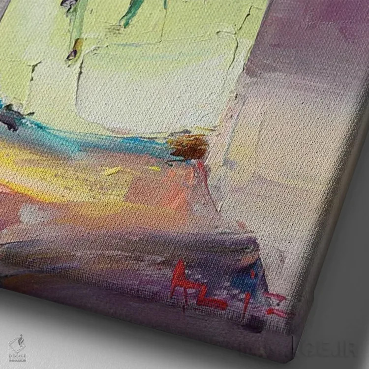 تابلو رزهای آتشین اثر عزیز سلیماناف - نمای نزدیک بافت بوم