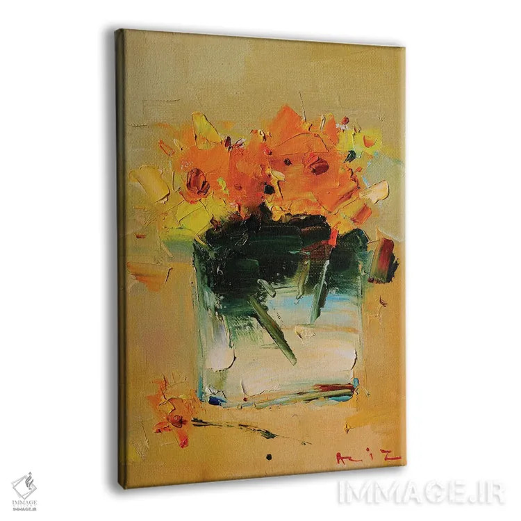 تابلو قاصدکها در لیوان اثر عزیز سلیماناف - نمای پرسپکتیو محصول