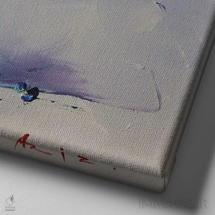 تابلو دستهگل و توتها اثر عزیز سلیماناف - نمای نزدیک بافت بوم