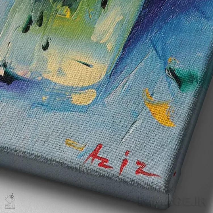 تابلو گلهای زرد اثر عزیز سلیماناف - نمای نزدیک بافت بوم