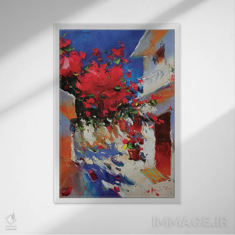 تابلو خیابان آفتابی اثر عزیز سلیماناف - نمای قابدار سفید
