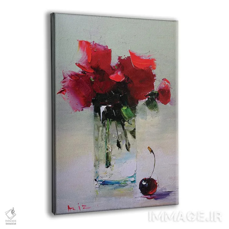 تابلو دستهگل و گیلاس اثر عزیز سلیماناف - نمای پرسپکتیو محصول