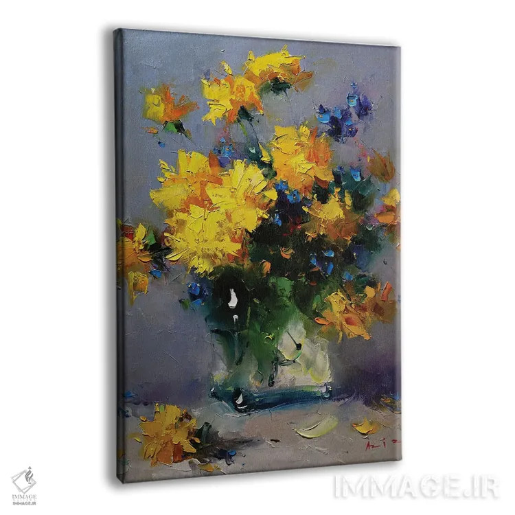 تابلو دستهگل گلهای زرد اثر عزیز سلیماناف - نمای پرسپکتیو محصول
