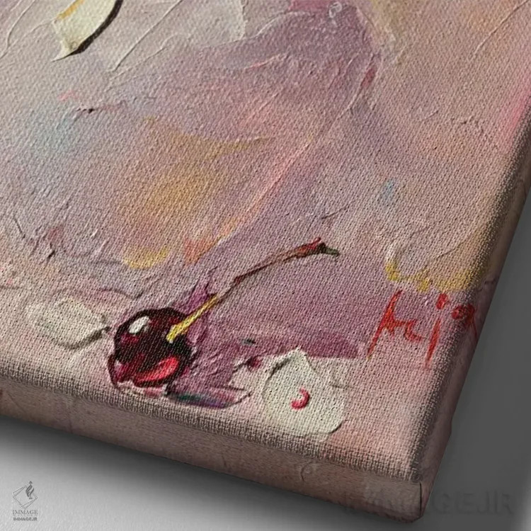 تابلو دستهگل روشن اثر عزیز سلیماناف - نمای نزدیک بافت بوم