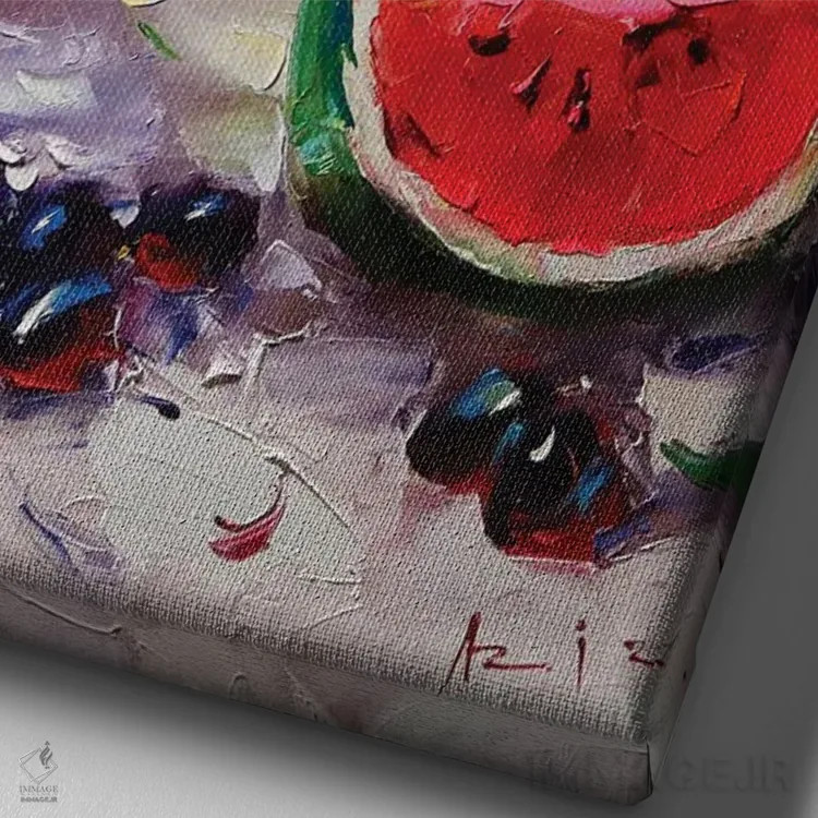 تابلو رزهای قرمز اثر عزیز سلیماناف - نمای نزدیک بافت بوم