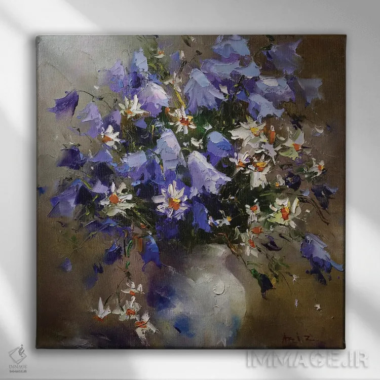 تابلو زنگولهایها (نوعی گل) اثر عزیز سلیماناف - نمای روبهرو روی دیوار