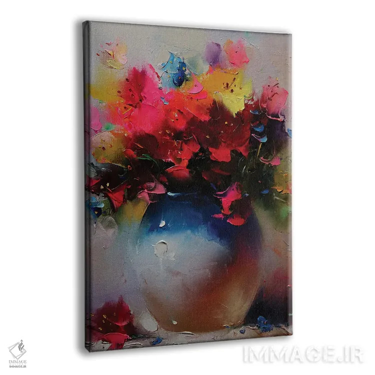 تابلو دستهگل در گلدان سفید اثر عزیز سلیماناف - نمای پرسپکتیو محصول