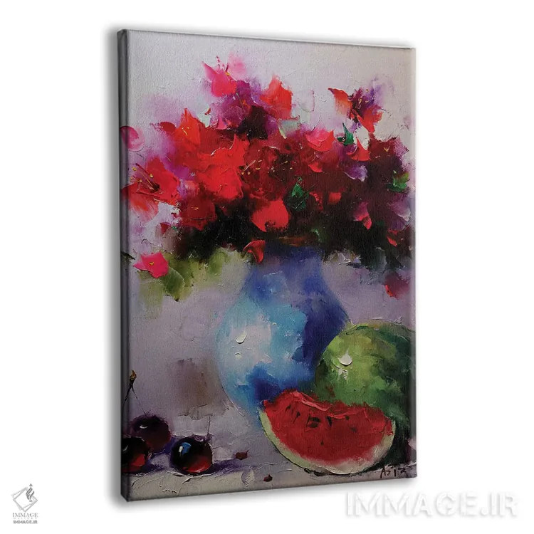 تابلو طبیعت بیجان با هندوانه اثر عزیز سلیماناف - نمای پرسپکتیو محصول