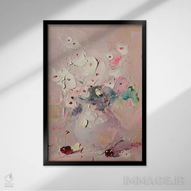 تابلو دستهگل روشن اثر عزیز سلیماناف - نمای قابدار مشکی