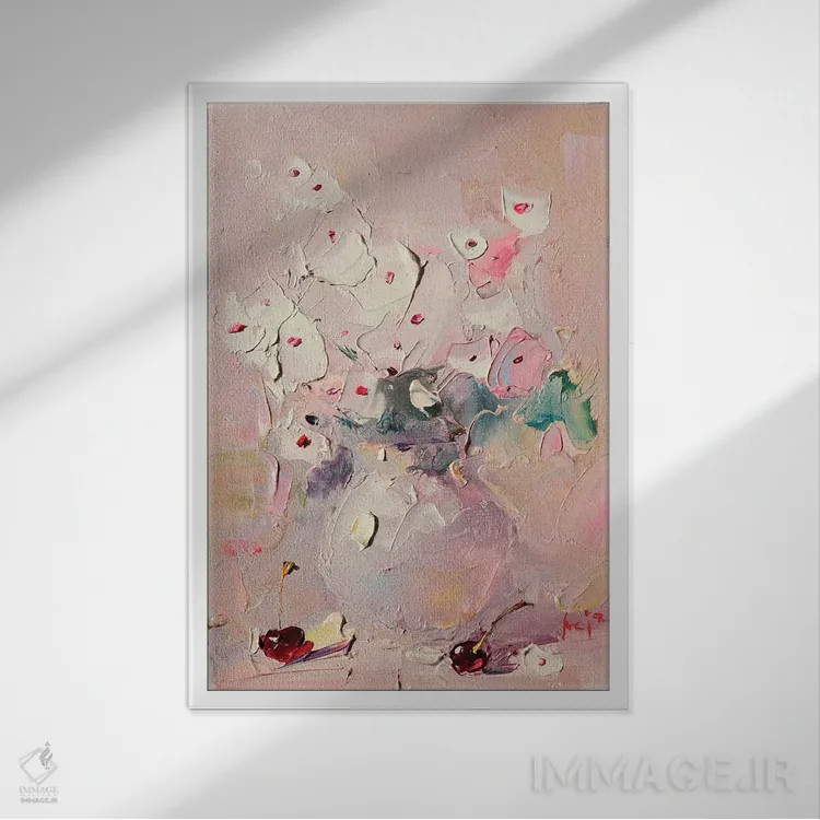 تابلو دستهگل روشن اثر عزیز سلیماناف - نمای قابدار سفید