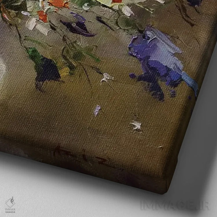 تابلو زنگولهایها (نوعی گل) اثر عزیز سلیماناف - نمای نزدیک بافت بوم