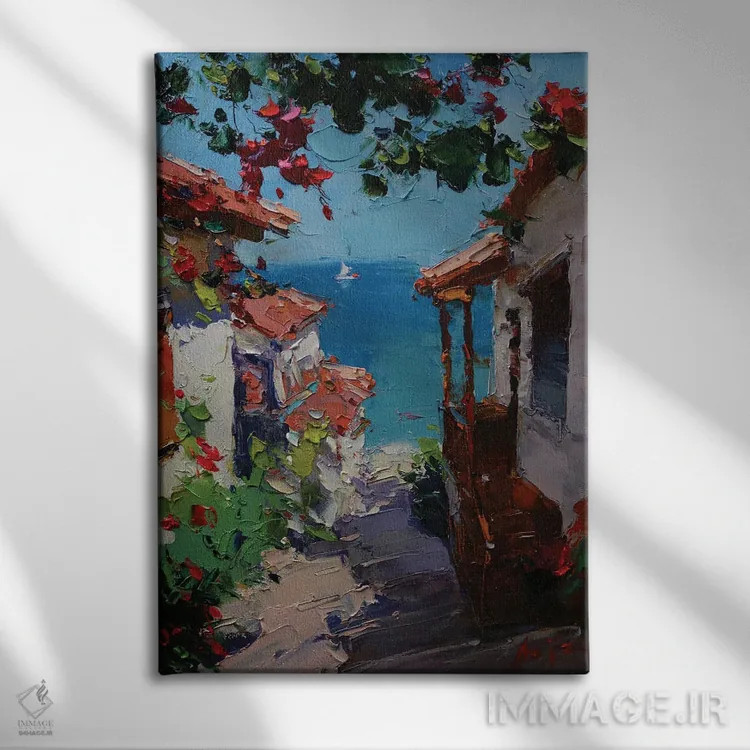 تابلو منظره اثر عزیز سلیماناف - نمای روبهرو روی دیوار
