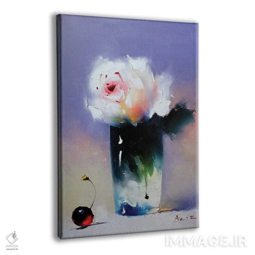 تابلو رز سفید اثر عزیز سلیماناف - نمای پرسپکتیو محصول