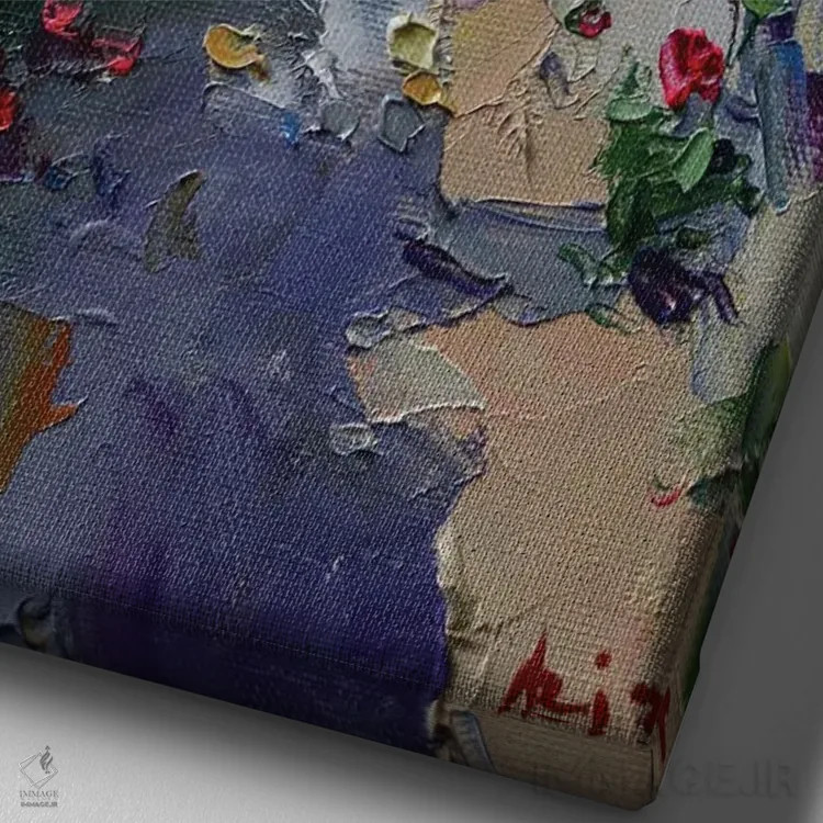 تابلو خیابان جنوبی اثر عزیز سلیماناف - نمای نزدیک بافت بوم