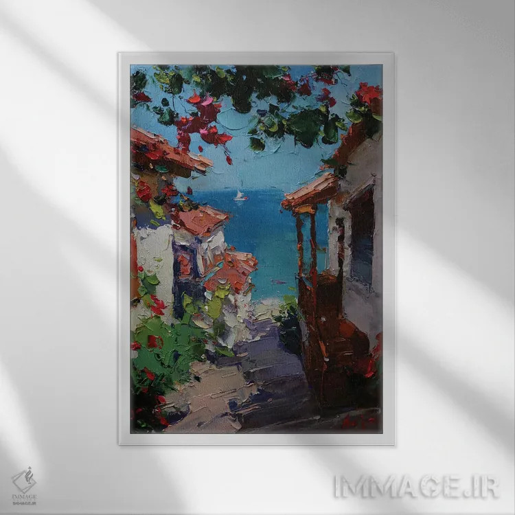 تابلو منظره اثر عزیز سلیماناف - نمای قابدار سفید