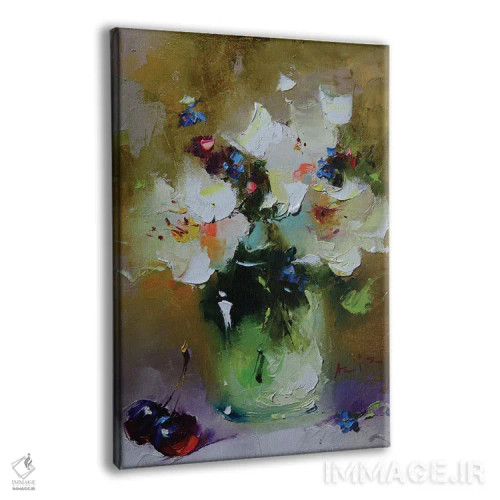 تابلو گلهای سفید اثر عزیز سلیماناف - نمای پرسپکتیو محصول