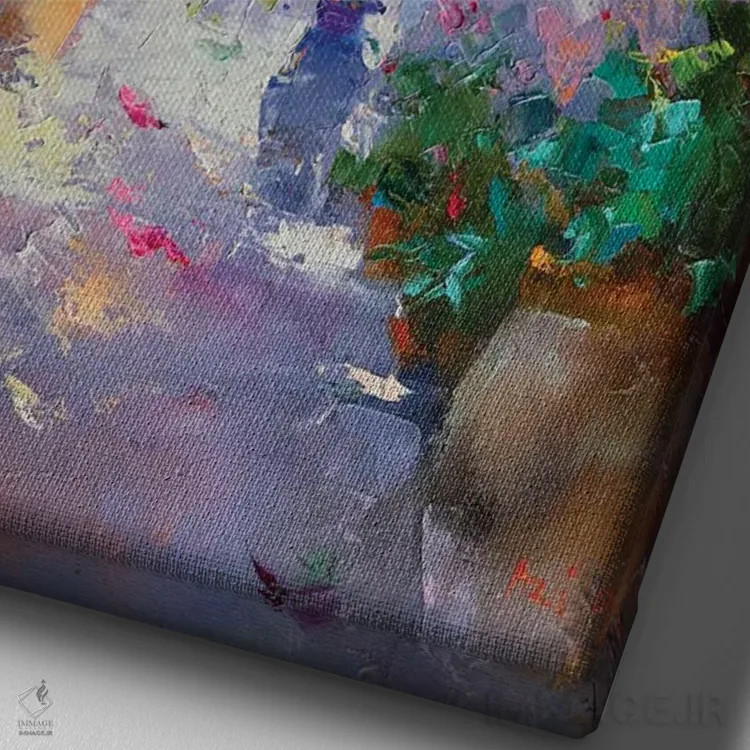 تابلو باغ آفتابی اثر عزیز سلیماناف - نمای نزدیک بافت بوم