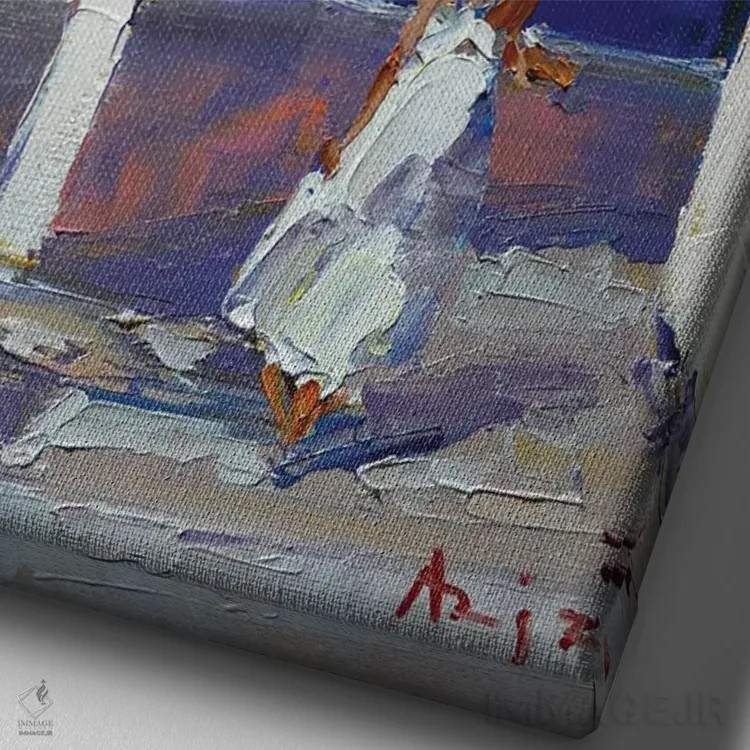 تابلو تابستان اثر عزیز سلیماناف - نمای نزدیک بافت بوم