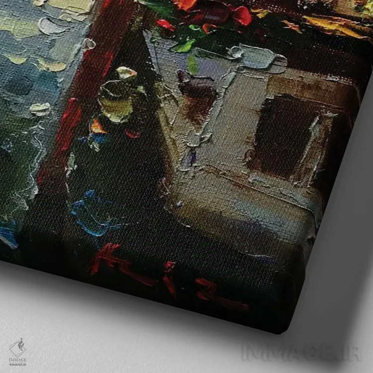 تابلو ونیز (ایتالیا) اثر عزیز سلیماناف - نمای نزدیک بافت بوم