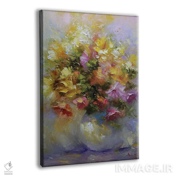 تابلو دستهگل زرد در گلدان اثر عزیز سلیماناف - نمای پرسپکتیو محصول