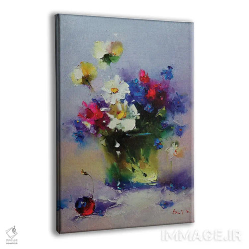 تابلو گیلاس و دستهگل اثر عزیز سلیماناف - نمای پرسپکتیو محصول