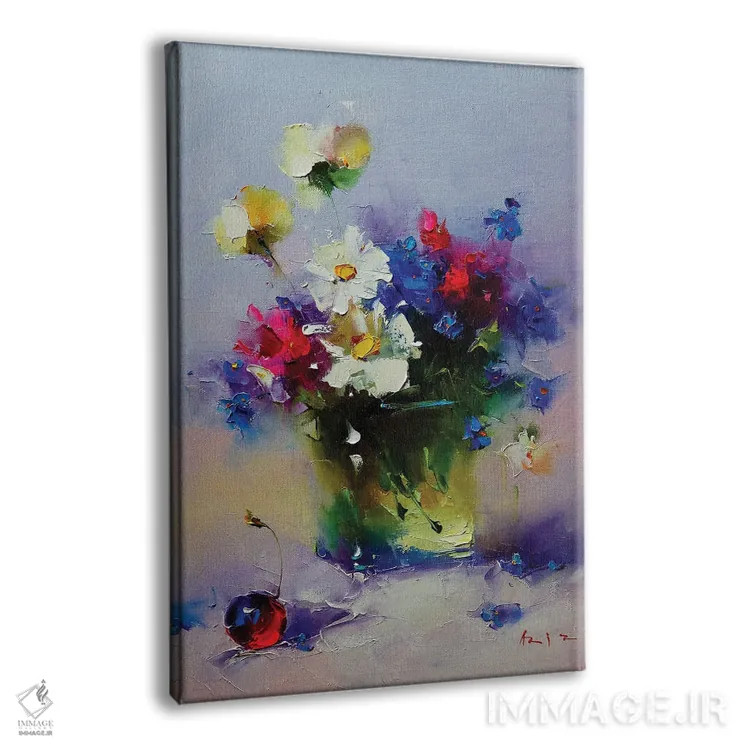 تابلو گیلاس و دستهگل اثر عزیز سلیماناف - نمای پرسپکتیو محصول