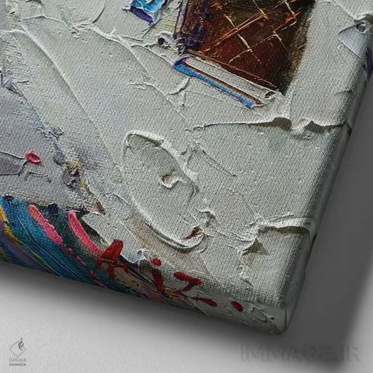 تابلو رویابافی اثر عزیز سلیماناف - نمای نزدیک بافت بوم