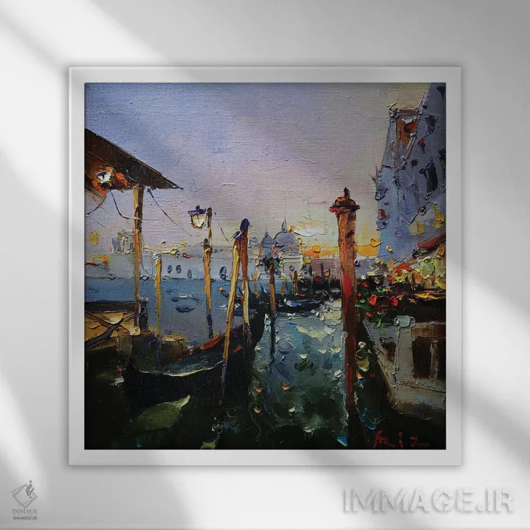 تابلو ونیز (ایتالیا) اثر عزیز سلیماناف - نمای قابدار سفید