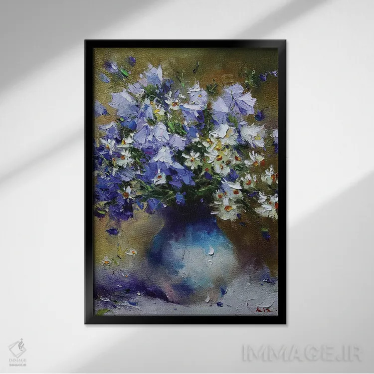 تابلو دستهگل زنگولهایها اثر عزیز سلیماناف - نمای قابدار مشکی