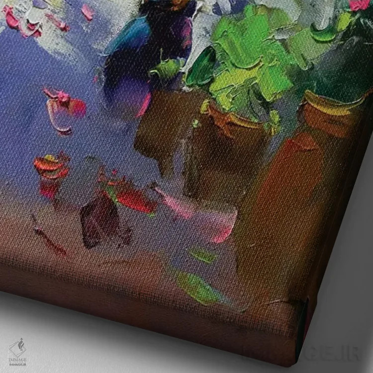 تابلو پنجره اثر عزیز سلیماناف - نمای نزدیک بافت بوم