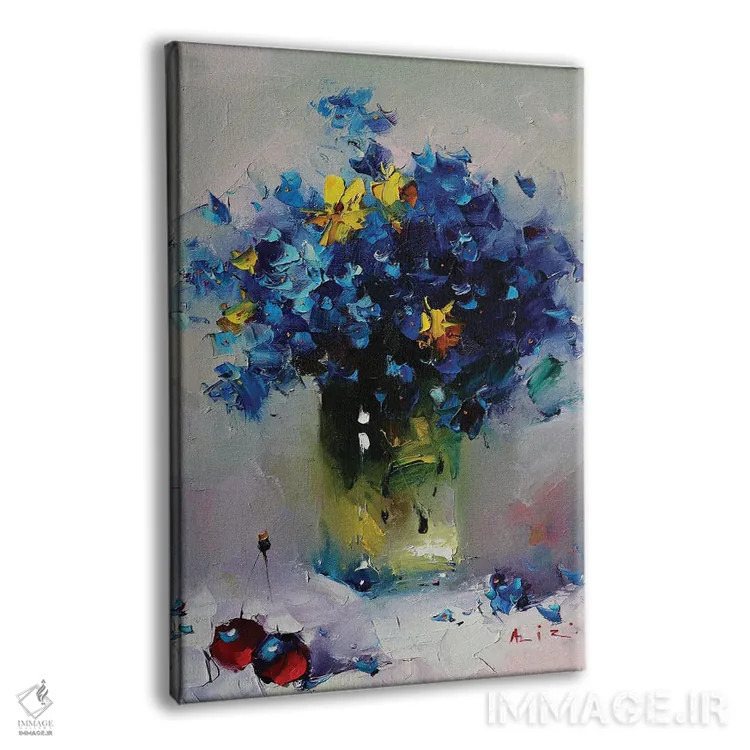 تابلو دستهگل آبی اثر عزیز سلیماناف - نمای پرسپکتیو محصول