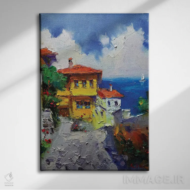 تابلو خانه زرد اثر عزیز سلیماناف - نمای روبهرو روی دیوار