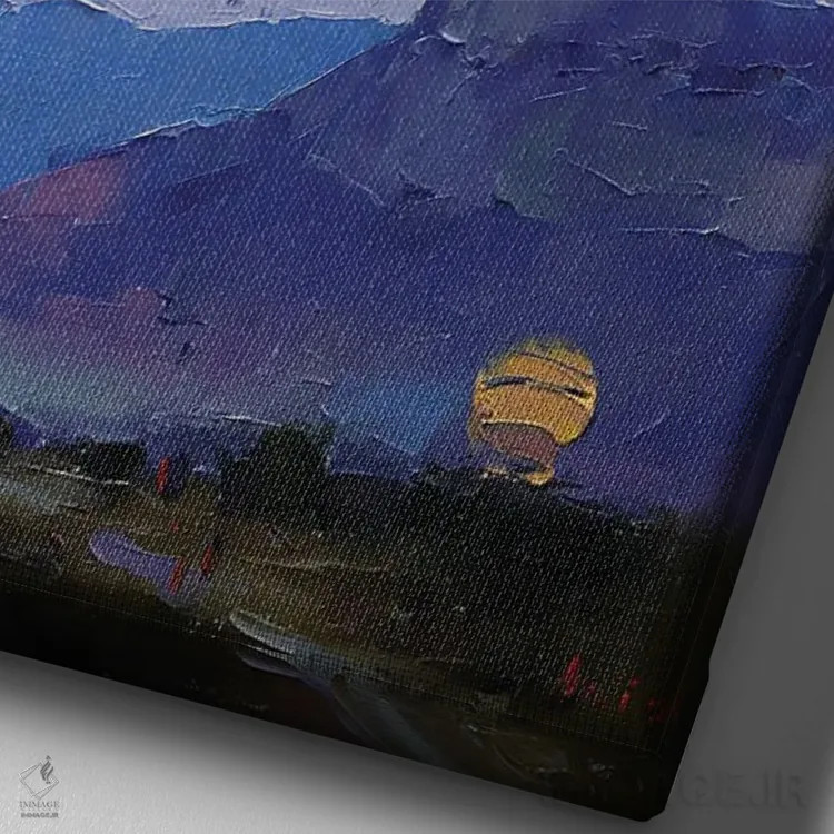 تابلو پرواز بالن اثر عزیز سلیماناف - نمای نزدیک بافت بوم