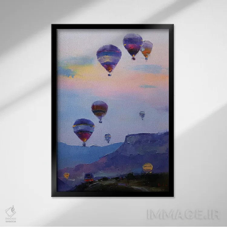 تابلو پرواز بالن اثر عزیز سلیماناف - نمای قابدار مشکی