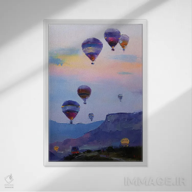 تابلو پرواز بالن اثر عزیز سلیماناف - نمای قابدار سفید