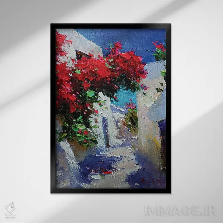 تابلو خیابان سفید اثر عزیز سلیماناف - نمای قابدار مشکی