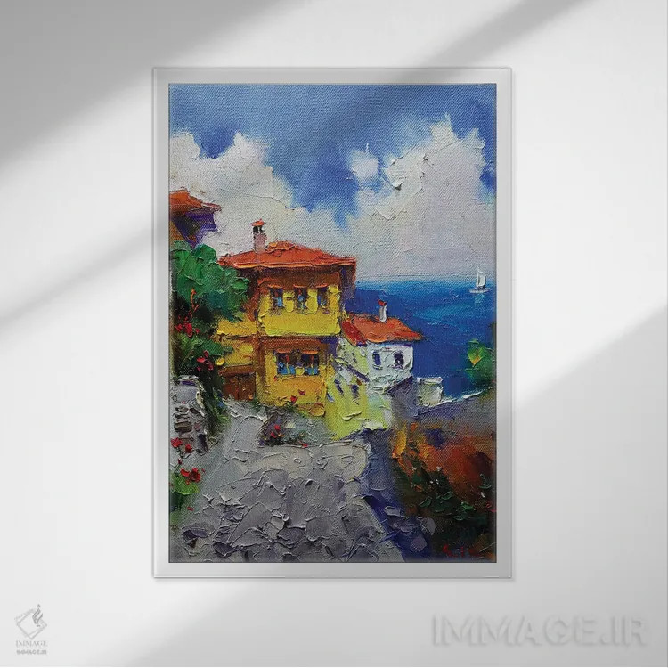 تابلو خانه زرد اثر عزیز سلیماناف - نمای قابدار سفید