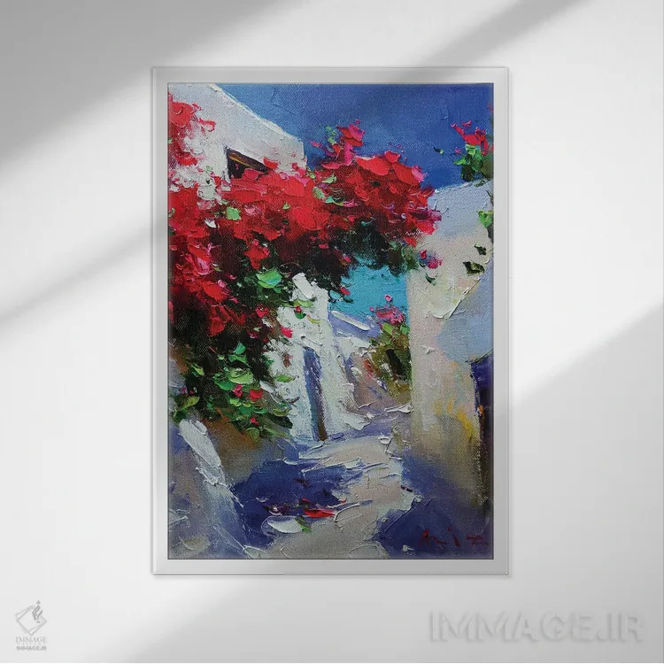 تابلو خیابان سفید اثر عزیز سلیماناف - نمای قابدار سفید