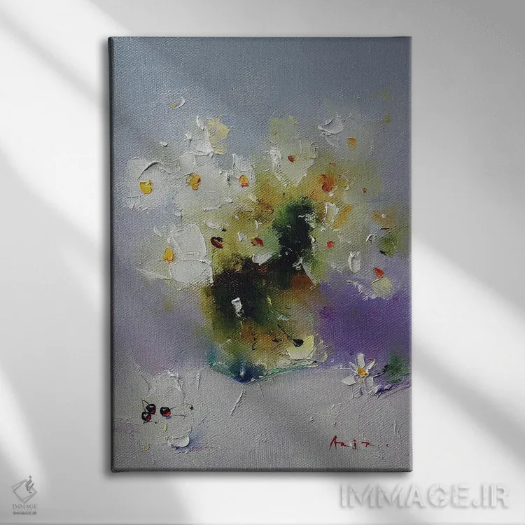 تابلو سفید و قرمز اثر عزیز سلیماناف - نمای روبهرو روی دیوار