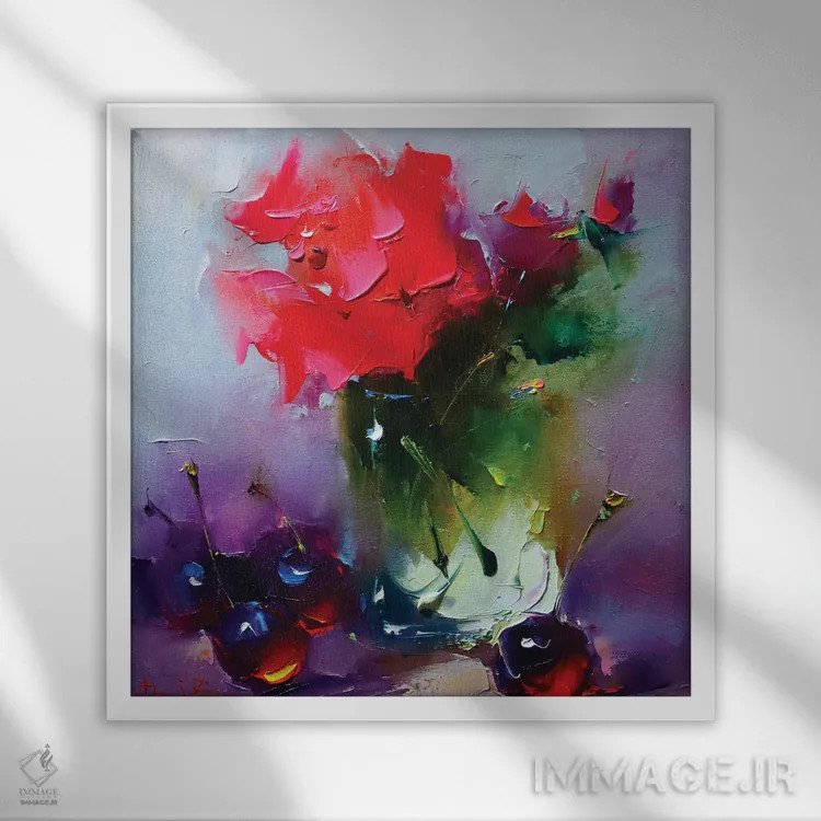 تابلو رز قرمز برای تو اثر عزیز سلیماناف - نمای قابدار سفید