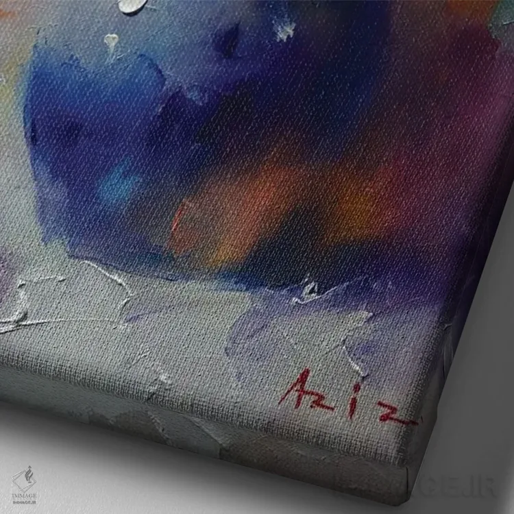 تابلو دستهگل زیبا اثر عزیز سلیماناف - نمای نزدیک بافت بوم